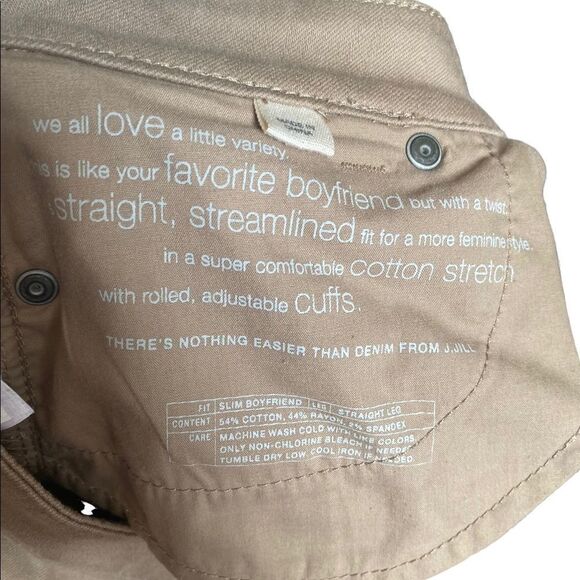 J Jill Straight Fit Slim Boyfriend Pants Khaki Size 8 - Picture 3 of 4